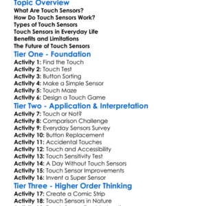 Sensors Touch Worksheet Activity Booklet