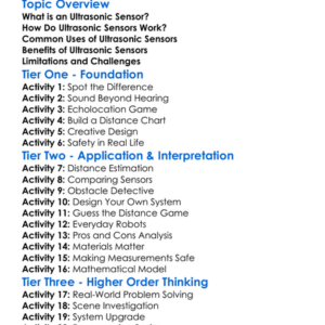Sensors Ultrasonic Worksheet Activity Booklet