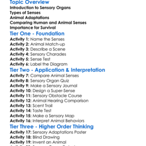 Sensory Organs In Animals Worksheet Activity Booklet