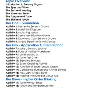 Sensory Organs In Humans Worksheet Activity Booklet