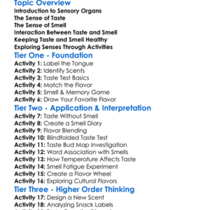 Sensory Organs Taste And Smell Worksheet Activity Booklet