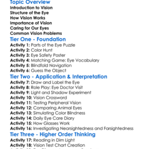 Sensory Organs Vision Worksheet Activity Booklet