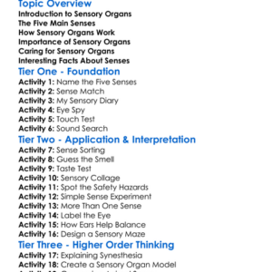 Sensory Organs Worksheet Activity Booklet