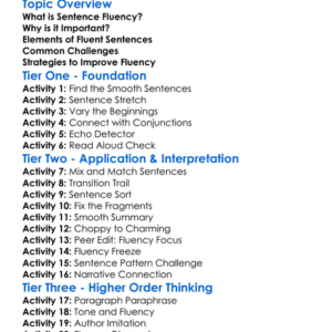 Sentence Fluency Worksheet Activity Booklet