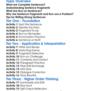 Sentence Fragments And Run-Ons Worksheet Activity Booklet