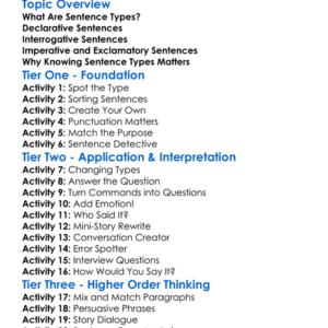 Sentence Types Worksheet Activity Booklet
