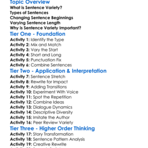 Sentence Variety Worksheet Activity Booklet