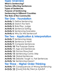 Sentencing Options Worksheet Activity Booklet