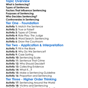 Sentencing Worksheet Activity Booklet