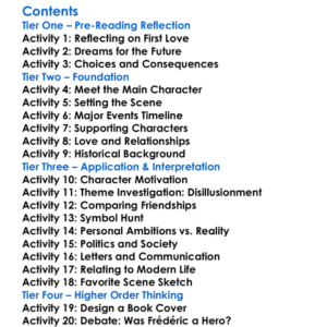 Sentimental Education Gustave Flaubert Worksheet Activity Booklet