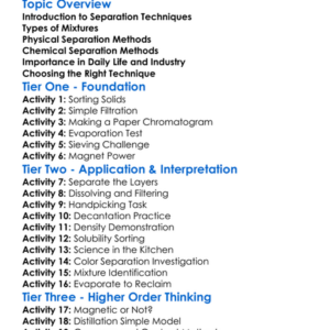 Separation Techniques Worksheet Activity Booklet