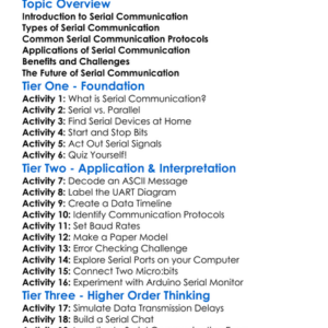 Serial Communication Worksheet Activity Booklet