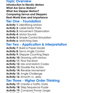 Servo And Stepper Motor Control Worksheet Activity Booklet