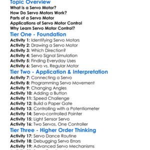 Servo Motor Control Worksheet Activity Booklet