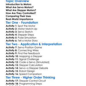 Servos And Stepper Motors Worksheet Activity Booklet