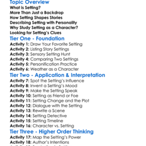 Setting As A Character Worksheet Activity Booklet