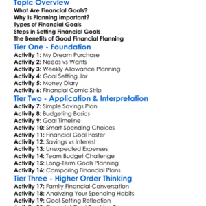 Setting Financial Goals And Planning Worksheet Activity Booklet
