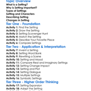 Setting In Stories Worksheet Activity Booklet