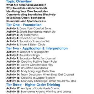 Setting Personal Boundaries In Sports Worksheet Activity Booklet