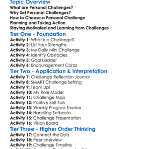 Setting Personal Challenges Worksheet Activity Booklet