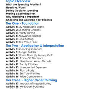 Setting Priorities In Spending Worksheet Activity Booklet