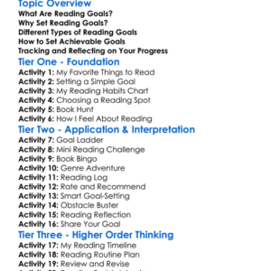 Setting Reading Goals Worksheet Activity Booklet