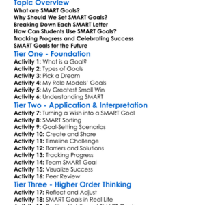 Setting Smart Goals Worksheet Activity Booklet
