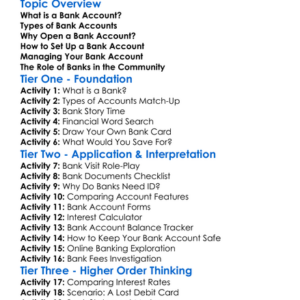 Setting Up A Bank Account Worksheet Activity Booklet