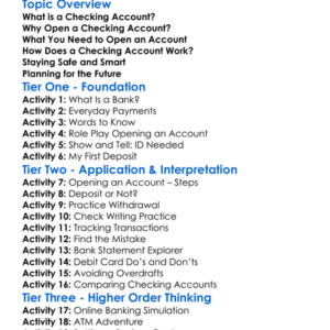 Setting Up A Checking Account Worksheet Activity Booklet