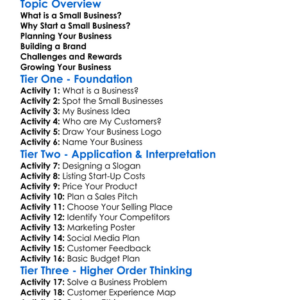 Setting Up A Small Business Worksheet Activity Booklet