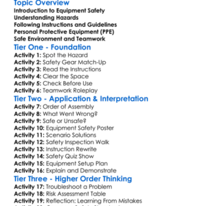 Setting Up Equipment Safely Worksheet Activity Booklet