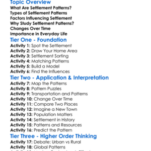 Settlement Patterns Worksheet Activity Booklet