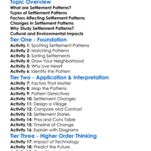 Settlements Patterns Worksheet Activity Booklet