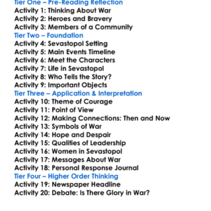 Sevastopol Sketches Leo Tolstoy Worksheet Activity Booklet