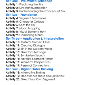 Seven Women Seven Sins 1986 Worksheet Activity Booklet
