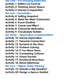 Seveneves Neal Stephenson Worksheet Activity Booklet
