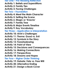 Seventh Son Orson Scott Card Worksheet Activity Booklet