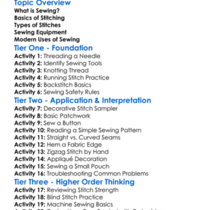 Sewing And Stitching Methods Worksheet Activity Booklet