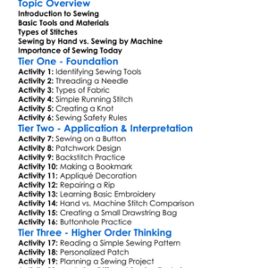 Sewing And Stitching Worksheet Activity Booklet