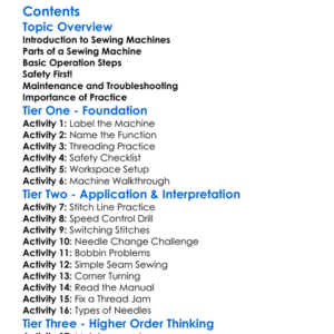 Sewing Machine Operation And Safety Worksheet Activity Booklet