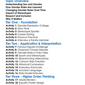 Sex And Gender Roles Worksheet Activity Booklet