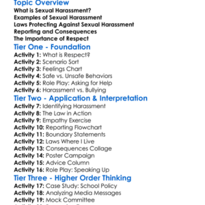 Sexual Harassment Law Worksheet Activity Booklet