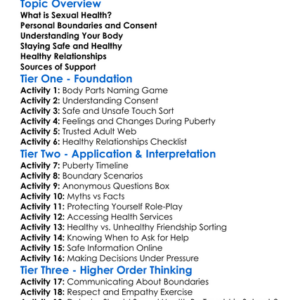 Sexual Health Basics Worksheet Activity Booklet