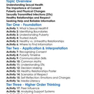 Sexual Health Education Worksheet Activity Booklet