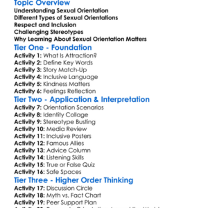 Sexual Orientation Worksheet Activity Booklet