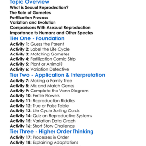 Sexual Reproduction Worksheet Activity Booklet