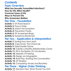 Sexually Transmitted Infections Awareness Worksheet Activity Booklet