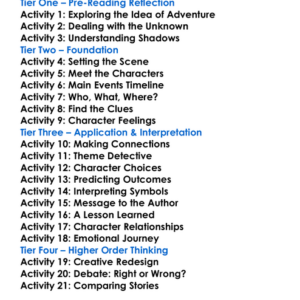 Shadows H Rider Haggard Worksheet Activity Booklet