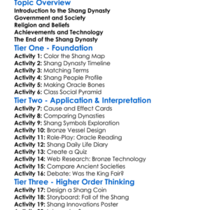 Shang Dynasty Worksheet Activity Booklet