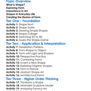 Shape And Form Worksheet Activity Booklet